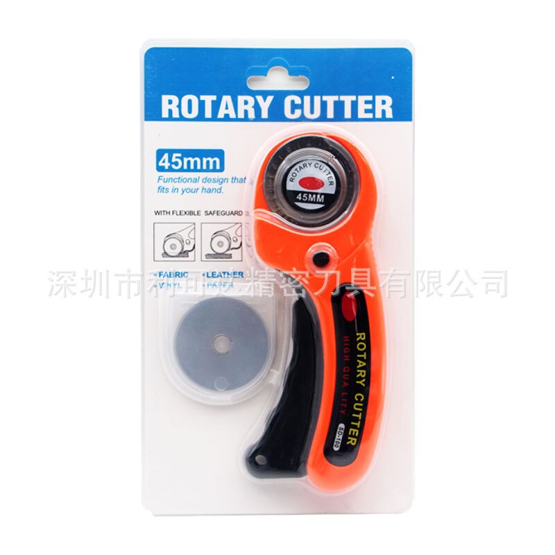 10PCS Blades+45mm Rotary Cutter Leather Cutting Tool Fabric Cutter Circular Blade DIY Patchwork Sewing Quilting Fit Olfa Cut