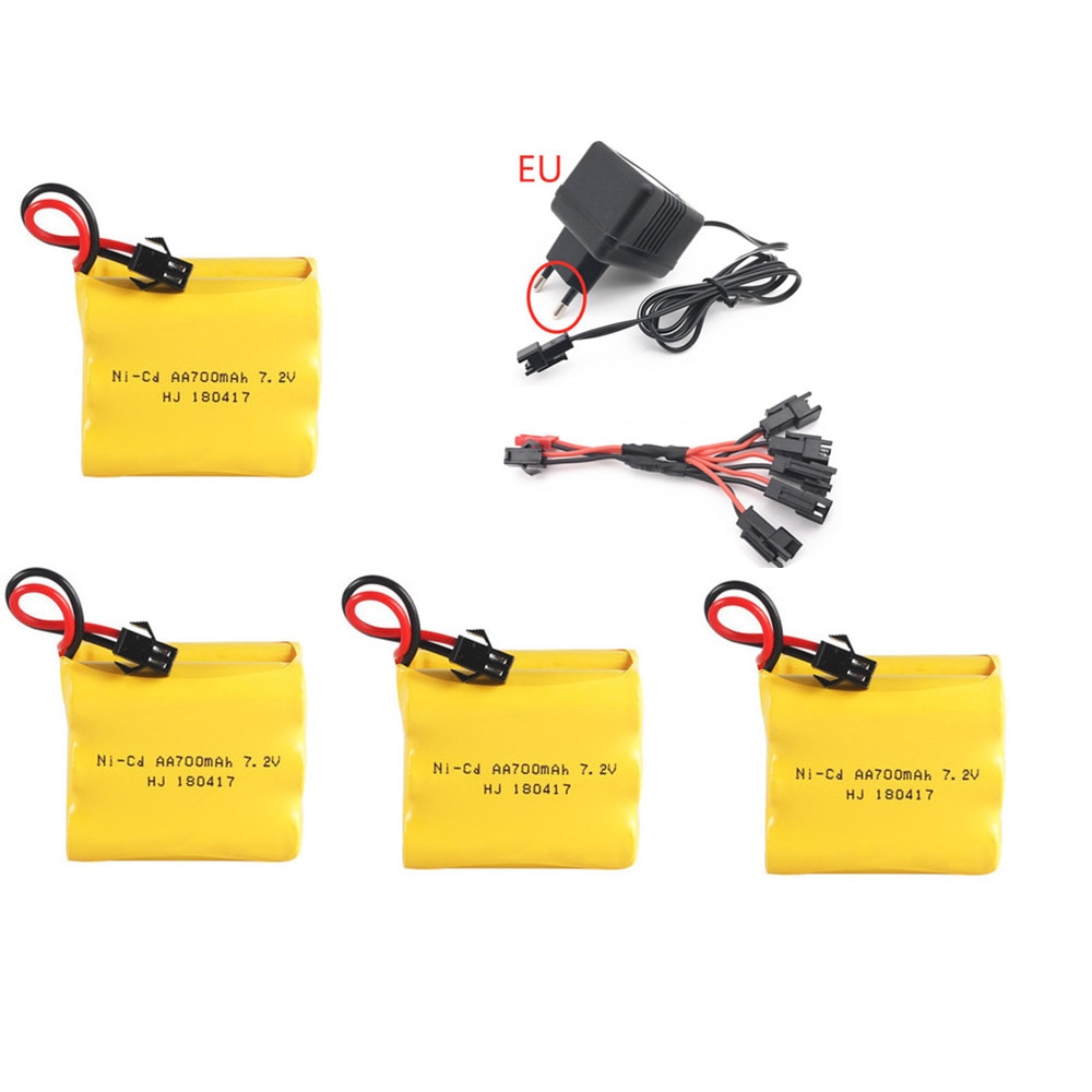7.2v 700mah Ni-CD Battery Charger set For Rc toys boats Car truck Tank Train Guns parts NICD AA 7.2v Rechargeable Battery Pack: White
