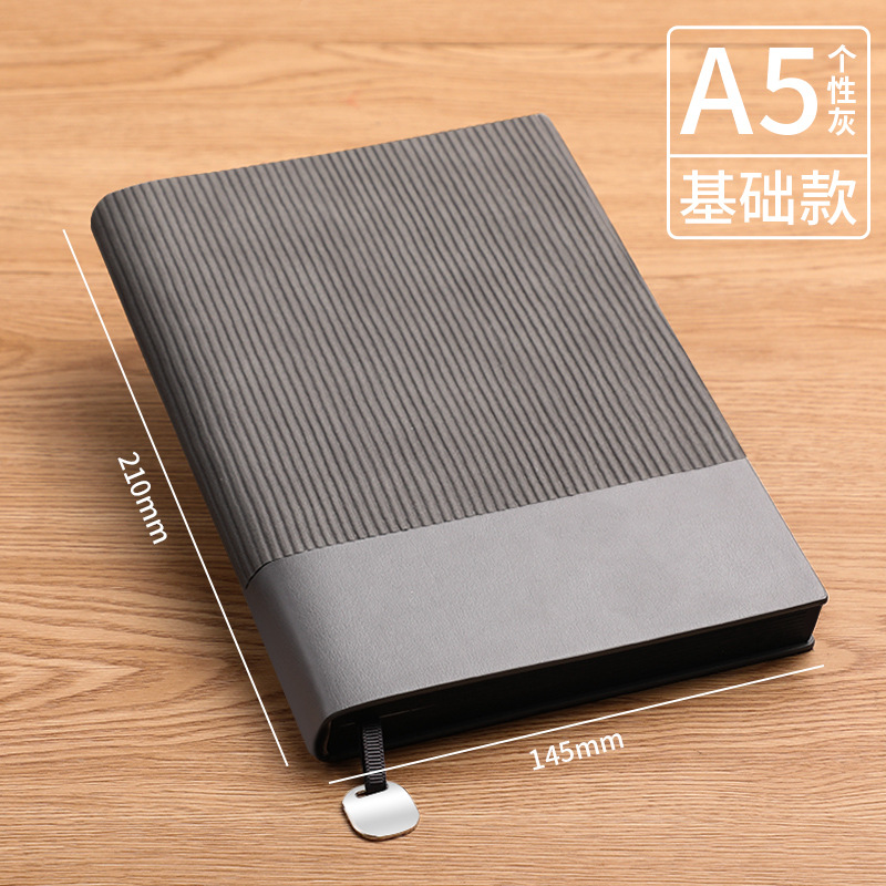 320 Pages Retro A5 Journal High-grade Soft Leather Stitching Notebook Set Stationery Planner Notepad Diary School Supplies: personality grey