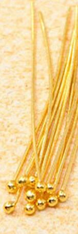 925 Sterling Silver Pin Ball Head Pins Needles 20MM 30MM 40MM Length For DIY Jewelry Findings Accessories 50pcs/lot: Yellow Gold Color / 40mm