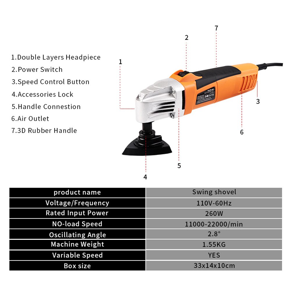 Multifunctional Electric Trimmer Oscillating Saw Various Speed Woodworking Finishing Machine Swing Shovel Multi Purpose Tool