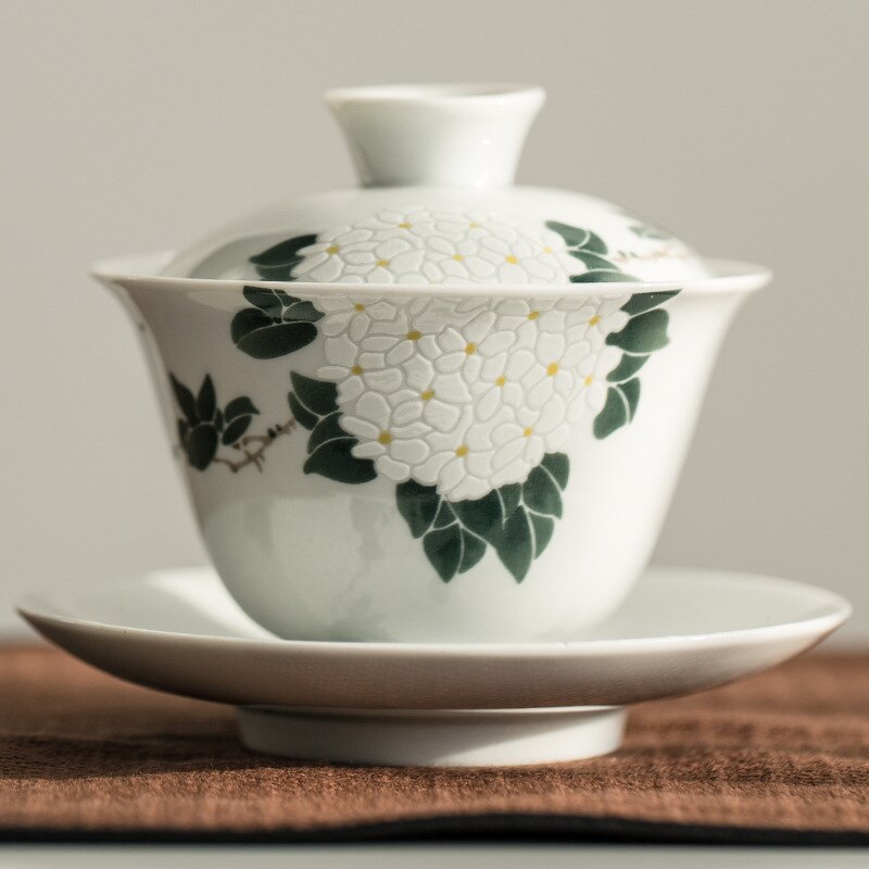 Keramisk växt ask handgjord terrin keramik kung fu teservis skål sopera de ceramica gaiwan krysantemum te för pojkvän: Dvärgskål e