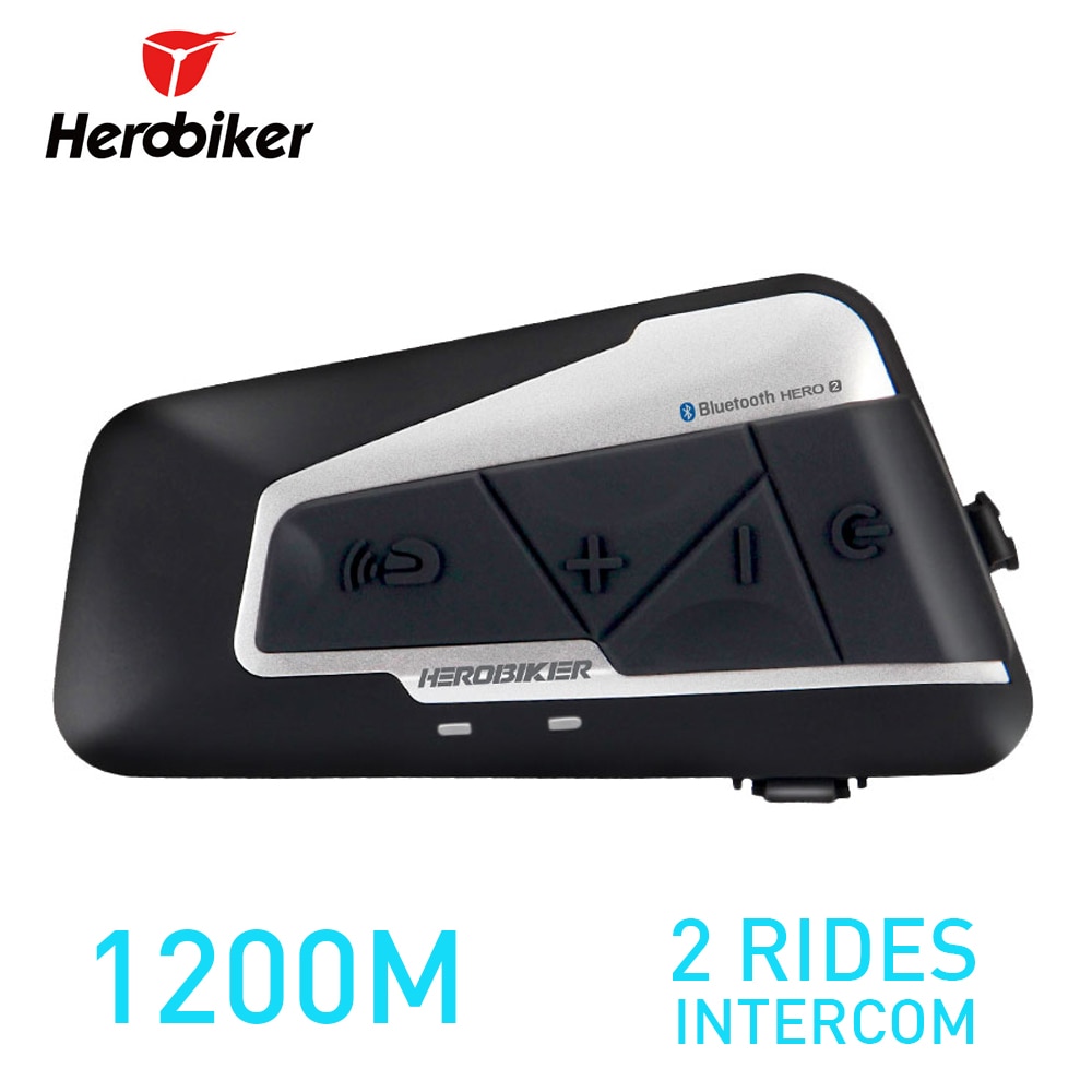 Herobiker 1200M Bt Motorfiets Intercom Draadloze Bluetooth Moto Helm Headset Waterdichte Interphone Met Fm Radio Voor 2 Ritten