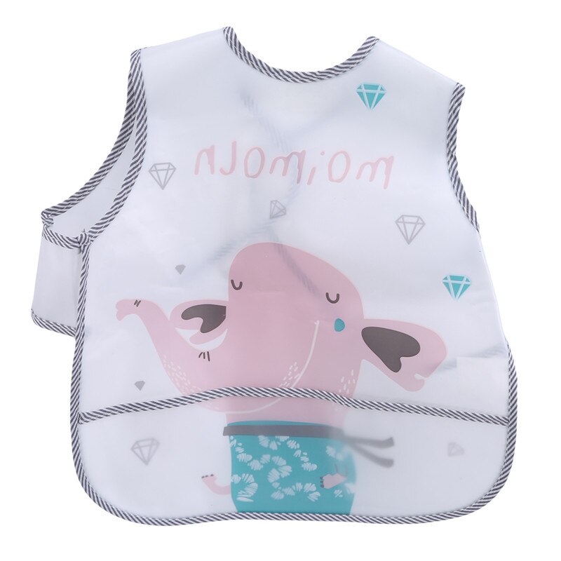Baby slabbers eva waterdichte voedingsslabbetjes cartoon dierenprint voedingsdoek mouwloos kinder baby schort babador bandana: Een beige olifant
