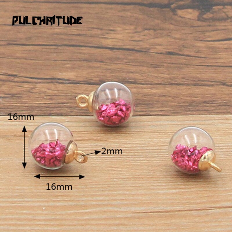 10 pçs 6 cor 16mm transparente bola de vidro charme pingente com caixa para pulseira colar jóias fazendo diy brinco encontrando