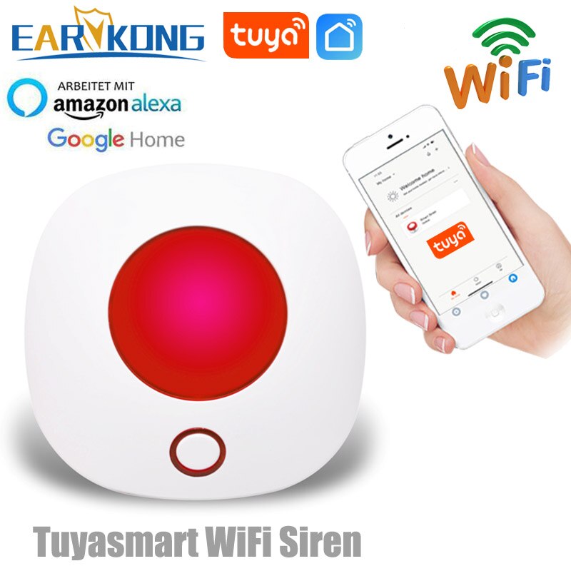 Tuyasmart wifi kodin murtohälytinjärjestelmä 433 mhz langaton strobo sireeni kodin hälytys smart life / tuyasmart / alexa / google home -sovellus: A / Pistoke