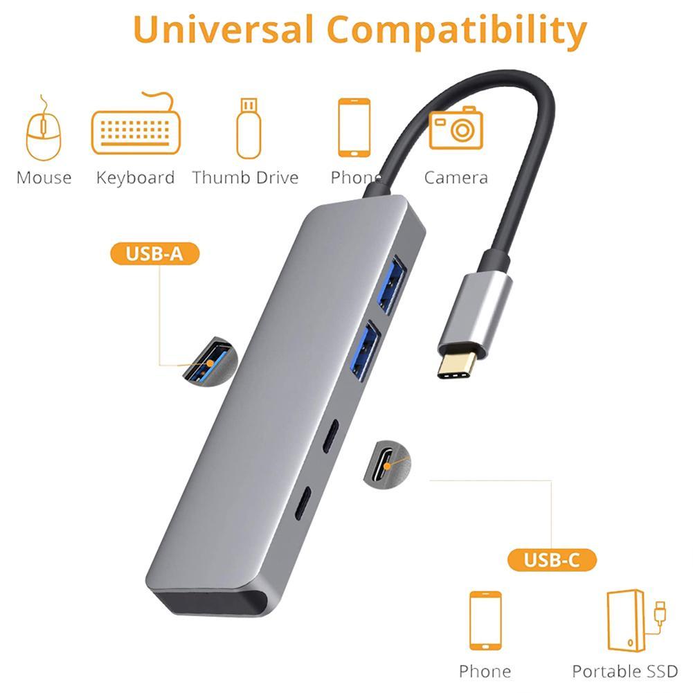 Usb Hub 4-Poort 2 Puertos USB-C 3.2 Gen 2 | 2 Puertos USB-A Usb 3.2 Gen 2 10G 15 W Hub Voor Ultrabooks Chromebooks Macbook Pro