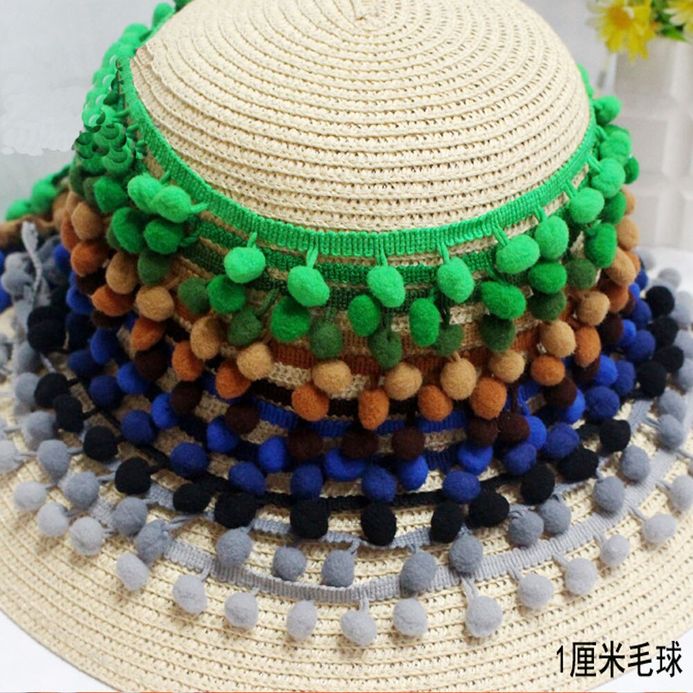 10mm 20 yards pom pom trim boll fransar band diy pompom pärl trim bollar för barn sy tyg 16 färger