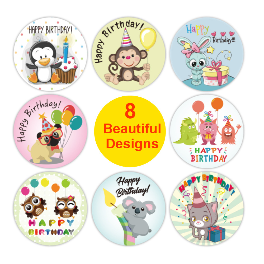 100-500pcs "Happy Birthday" Sticker Envelope Sealing Label Sticker Color Waterproof Sticker Party Party Sticker