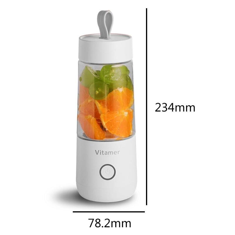 350/380ml 4 terää kannettava mehupuristin kuppi usb ladattava tehosekoitin smoothie hedelmä-vihannessekoitin soijapapujäämurskain lihamylly: 350ml valkoista