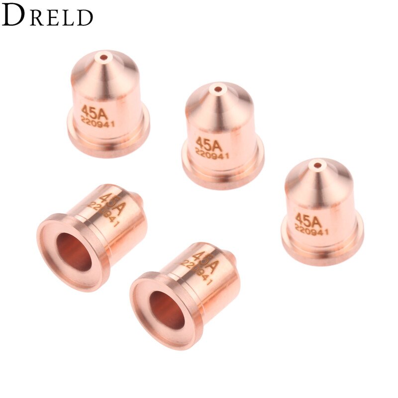 DRELD 5pcs 45A Plasma Nozzle 220941 for Plasma Cutting Torch Consumables Drag-cut/ Mechanized/Unshielded Processes