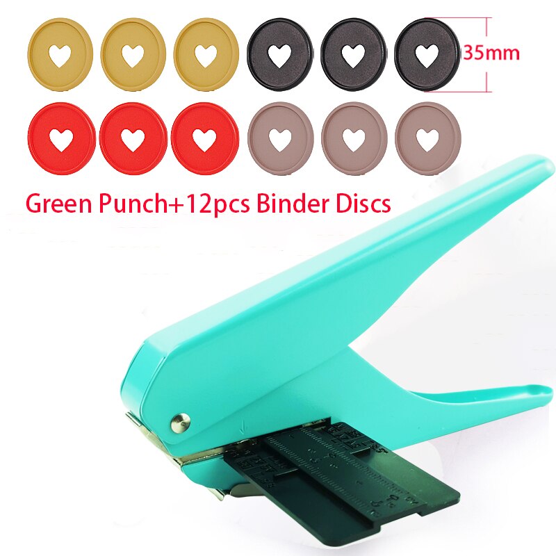 Metal Mushroom Hole Standard Punch T-shape Hole Book Punch Discs Binder Planner Binding Discs DIY Scrapbook Notebook Binder Ring: Green Punch-Option 2