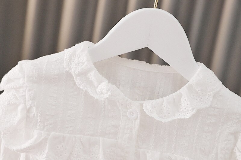 Girls Stand Collar Shirt Autumn Style Children's Western Style Cotton White Shirt toddler girl fall clothes
