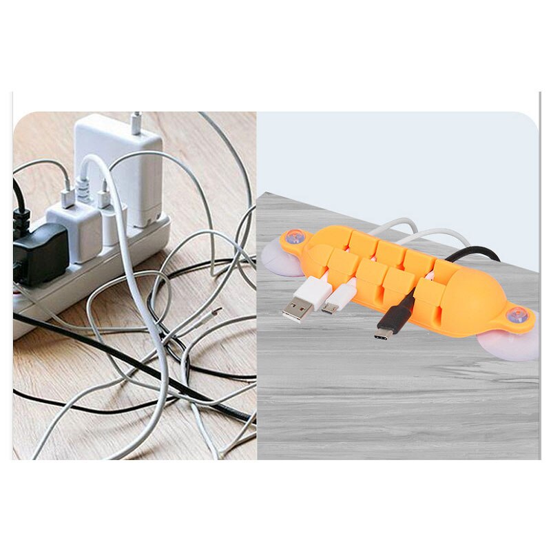 5 löcher USB Kabel Organizer Desktop Nicht-punch Daten Kabel Wickler Saugnapf Typ Seil Wickler Clip Telefon Linie desktop Management