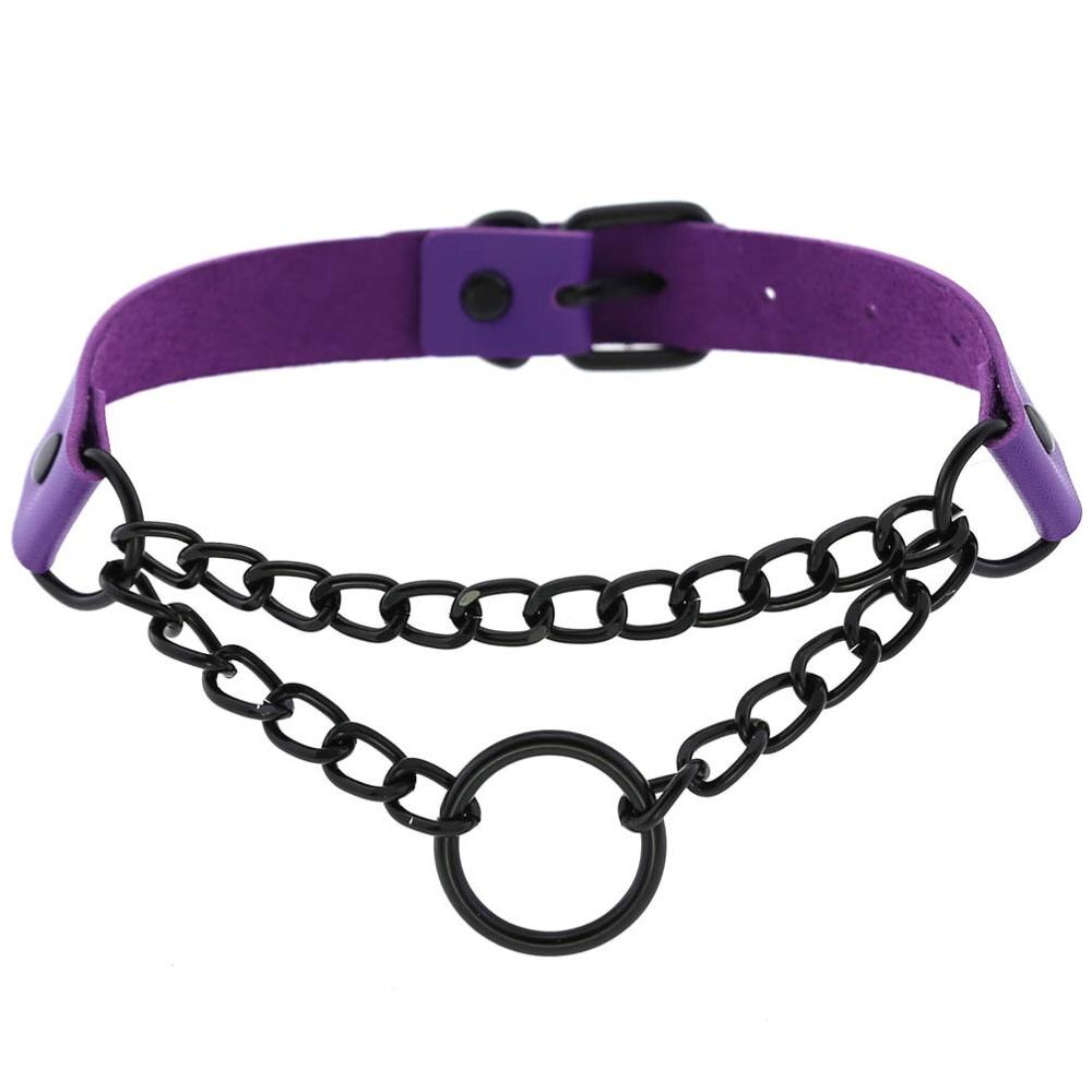 Schwarz Gothic O Kette choker kragen harajuku Punk Choker frauen mädchen schwarz leder chocker emo Kawaii hexe schmuck: purple