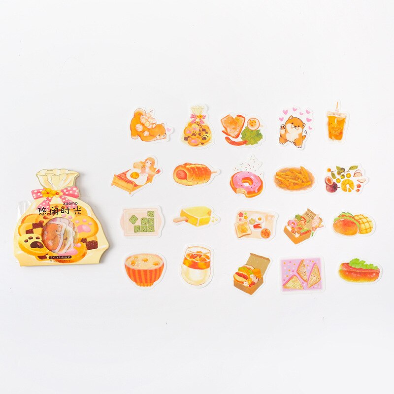 Eating Snacks Series Cute Sticker Custom Stickers Diary Stationary Flakes Scrapbook DIY Decorative Label flower Stickers set: 8
