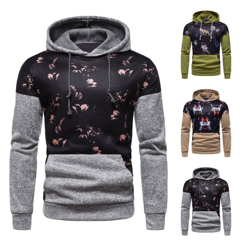 2021 jesienno-zimowa nowa męska moda codzienna drukowanie Plus rozmiar bluza z kapturem płaszcz bluzy bieganie Top trening Sudadera