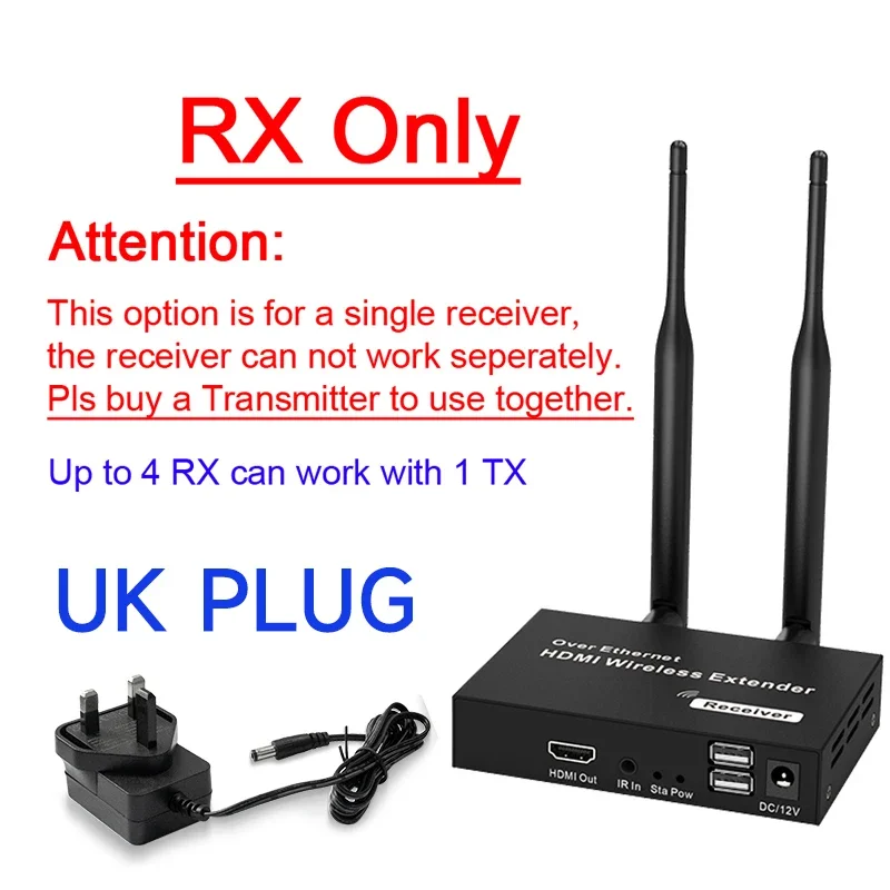 200m trådlösa videosändare/mottagare hdmi-förlängare tv-sticka skärmspegeladapter med ir kvm-loopout för pc-tv-projektor: Gul