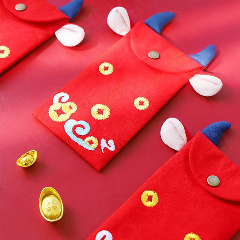 enveloppe rouge brodée en forme de taureau nouvel an enveloppe rouge tissu paquet rouge nouvel an chinois paquet rouge