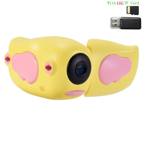 8mp børn videokamera fuld  hd 1080p digitale børn videokamera legetøj foto video optager dv med 2.0 &quot; tft-skærm til børn& #39 ;: Gult 16g kort