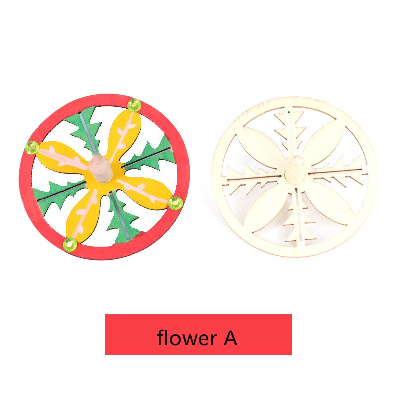 5 pezzi/lotto giocattoli fai da te per il bambino pensiero divergente trottola in legno fai da te colorare i bambini giocano Spinning regalo di compleanno ZLL: flower A