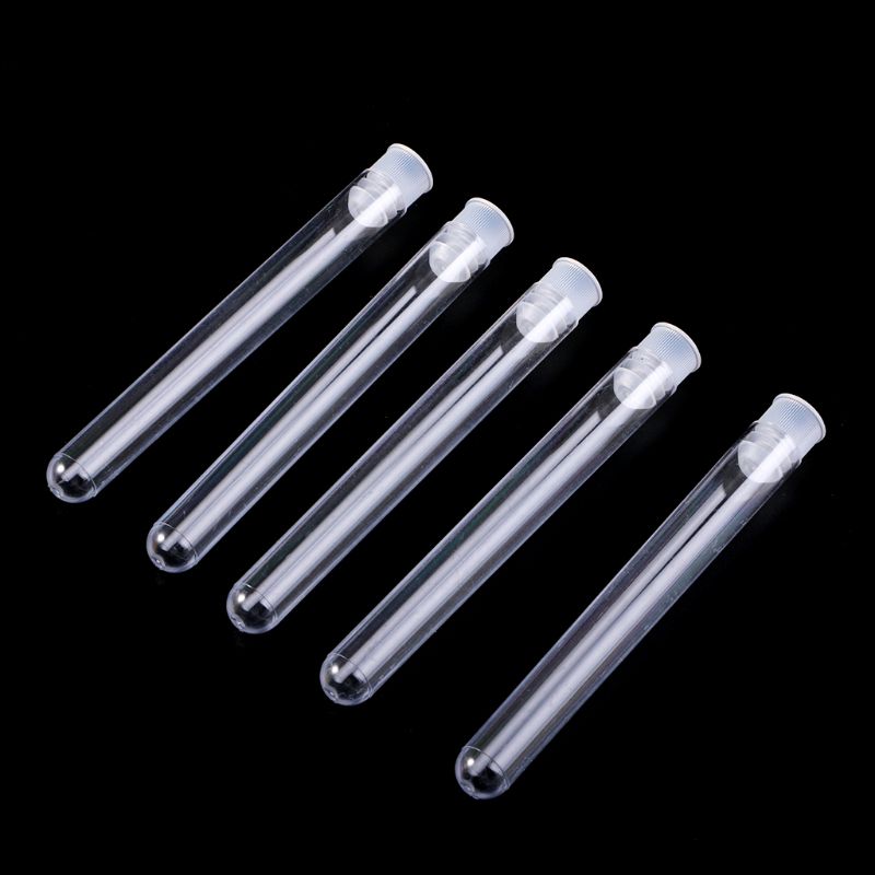 50Pcs/Pack 12x100mm Transparent Laboratory Clear Plastic Test Tubes Vials With Push Caps School Lab Supplies