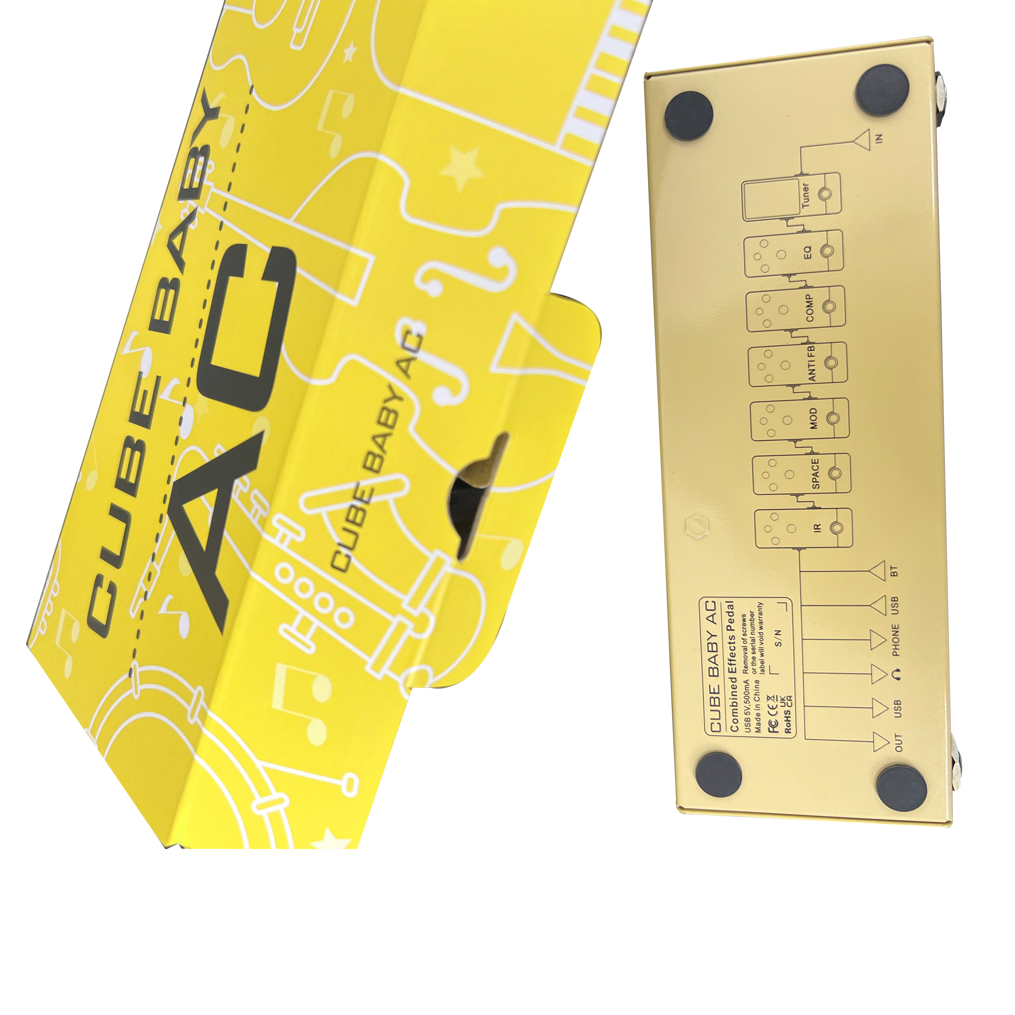 Pedal multiefectos recargable M-VAVE Cube BABY para guitarra acústica de madera, función de interfaz de Audio, Pedal Cuvave