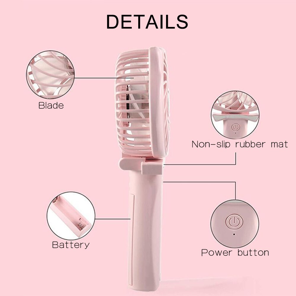 Draagbare Opvouwbare Mini Fan Handheld Verstelbare 3 Speed Battery Operated Oplaadbare USB Fans Bureau Ventilator Voor Office Reizen