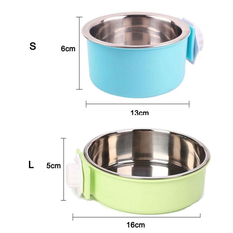 Verwijderbare roestvrijstalen hokbeker hangende voerbak voor huisdierenkooi grote watervoerbak voor honden katten konijnen