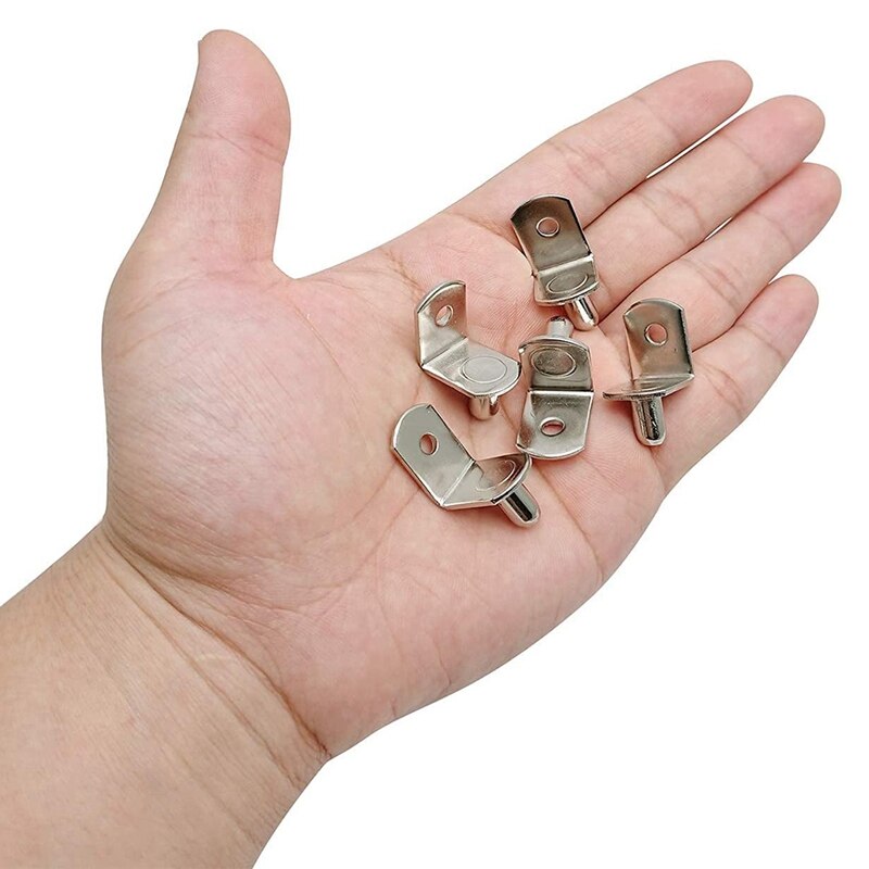 JHD-50 Pcs Shelf Support Pegs 6Mm L-Shaped Shelf Support Nickel Plated Shelf Bracket Pegs For Furniture