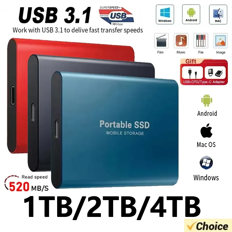 Tragbare ssd, 1tb Original-fest-Zustand-fährt , 2tb externe festplatten , 4tb hochgeschwindigkeits-massenspeicherfestplatten für Laptop/Mac/pc/smartphone