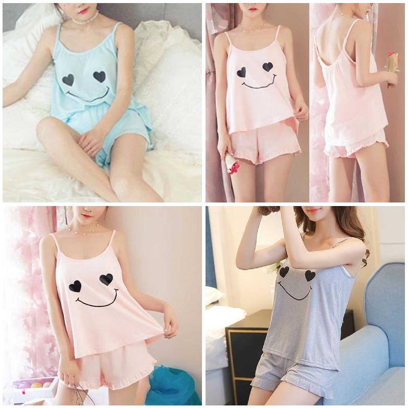 （Free ）Newly Women Girl Lady Sleeveless Nightgown Set Pajamas Sleepwear Summer Sling Comfortable For Home FIF66