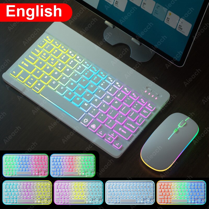 Trådløst bluetooth-tastatur til nettbrett, mobiltelefon, vinduer, android, ios, nettbretttastatur, ultralett, slankt, bakgrunnsbelyst ipad-tastatur: Rød