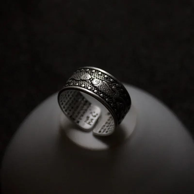Bague bouddhiste en argent pour femme, prière tibétaine, cuivre, OM Mantra, 7 juifs, porte-bonheur: rosé pâle gris
