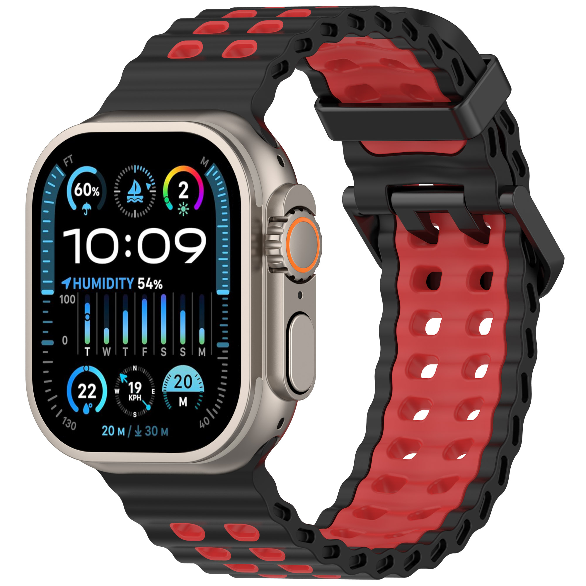 Pulseira esportiva de silicone oceano para apple watch ultra 2 49mm série 10 9 8 7 6 5 4 3 se 46mm 45mm 44mm 42mm pulseira de dois tons: Antigo Preto