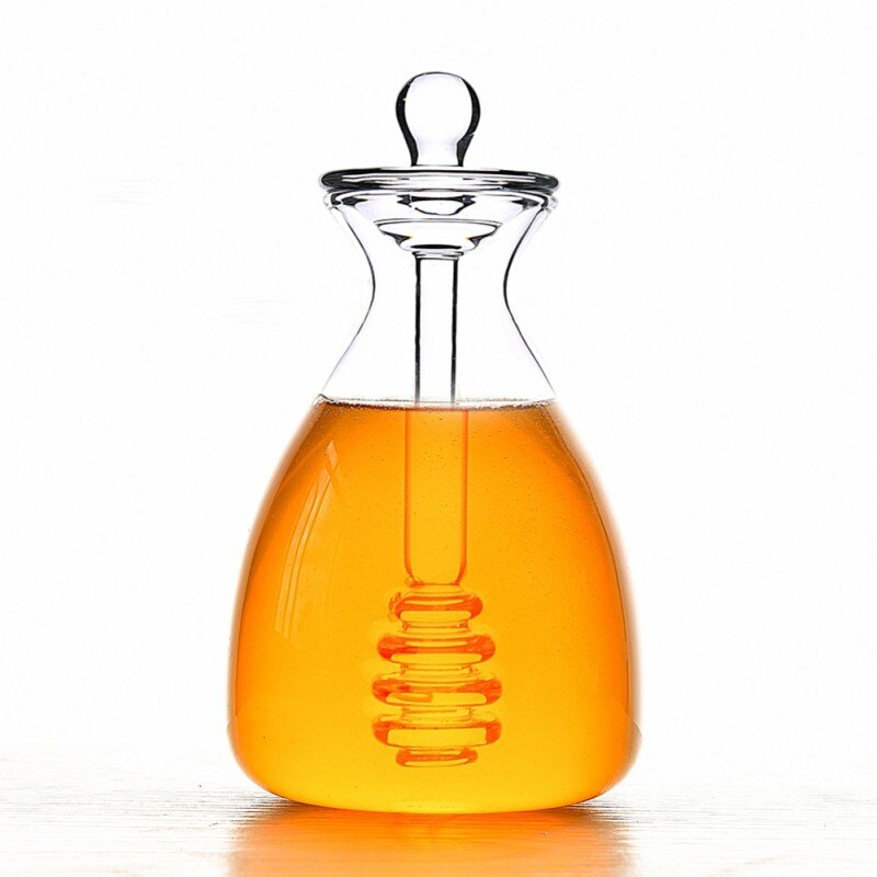11oz/14oz Handmade Honey Jar With Dipper, Glass Made Honey Dipper And Honey Pot 4 Pack No Need to Use Spoons