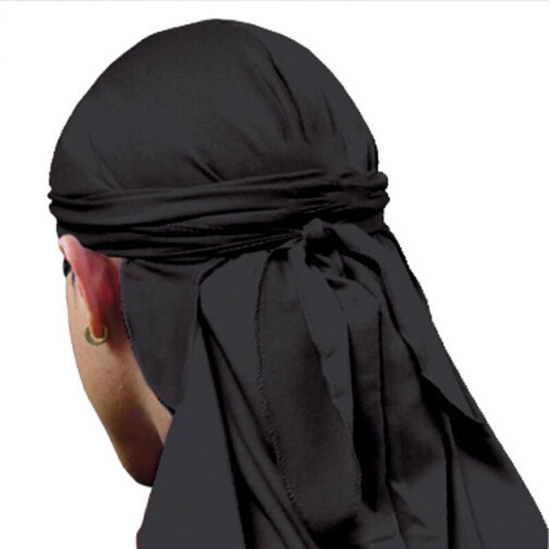 Du-rag-bufanda para la cabeza con banda de Rap para mujer, gorro con lazo a la , gorras para exteriores, pañuelos para niños, deportes, negro/blanco, M5Q1