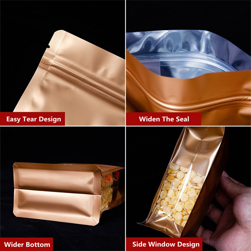 Sacs à fermeture éclair colorés en aluminium, 50 pièces, pour le stockage des grains de café et des noix de thé, pochette épaisse et réutilisable