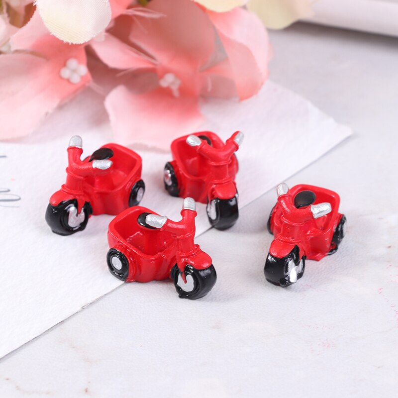 4Pcs Poppenhuis Motorfiets Driewieler Vervoer Miniatuur Ornament Diy Micro Poppenhuis Woondecoratie