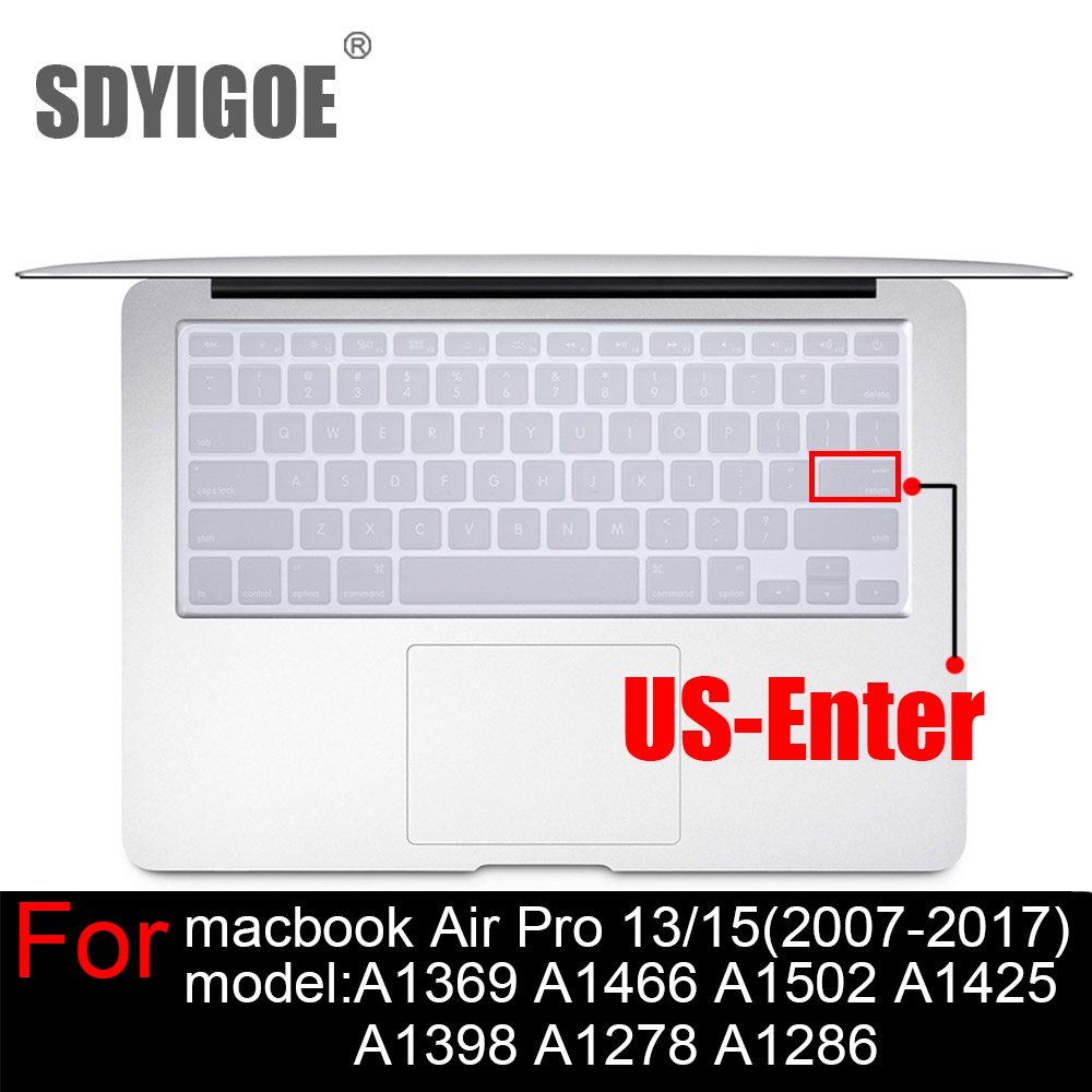 Laptop keyboard cover For macbook Pro13 Retian A1502A1425 15Pro A1398 Air13 A1466 A1369 Silicon Keyboard Cover protective film: US-clear