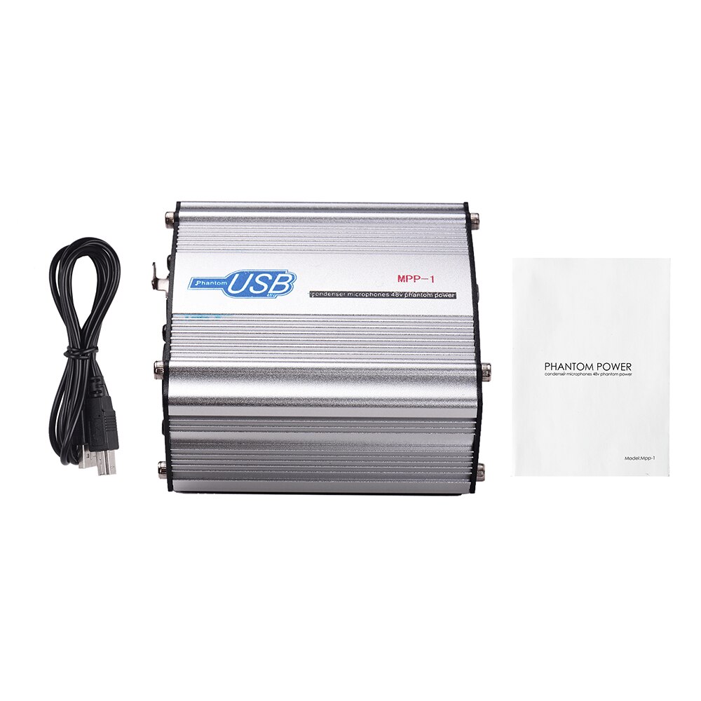 48V Phantom Power Supply Box for Condenser Microphone Studio Music Recording USB-Powered Operation