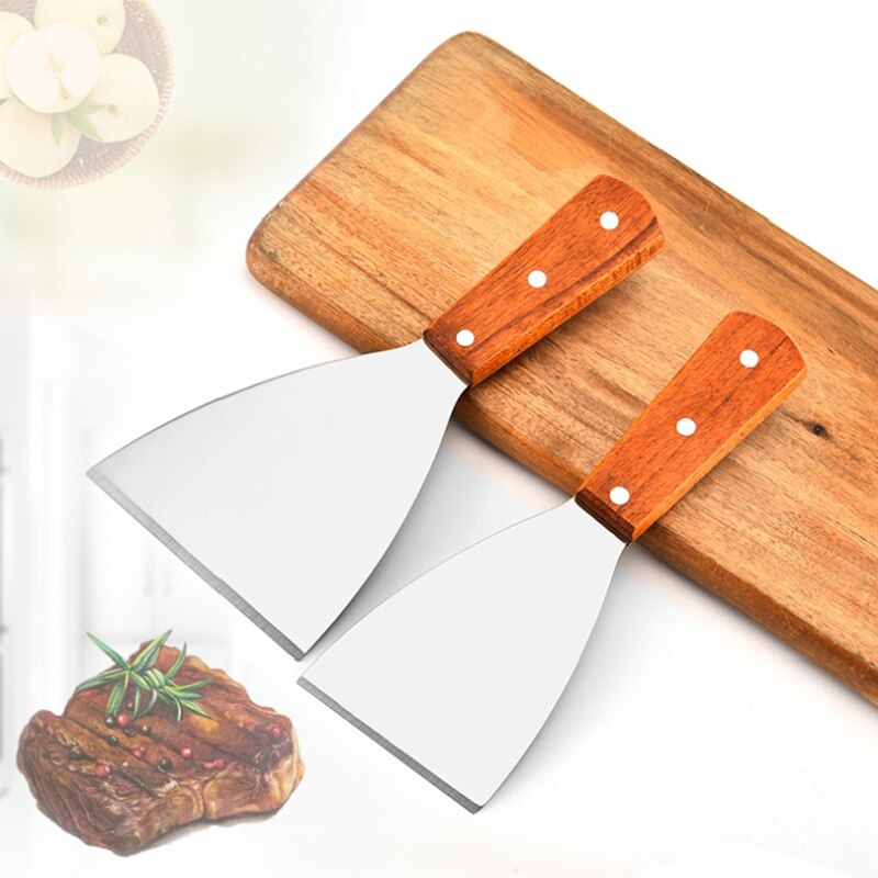 Goud Keukengerei Spatel Houten Handvat Barbecue Turner Rvs Pannenkoek Teppanyaki Hibachi Droge Pan Accessoires