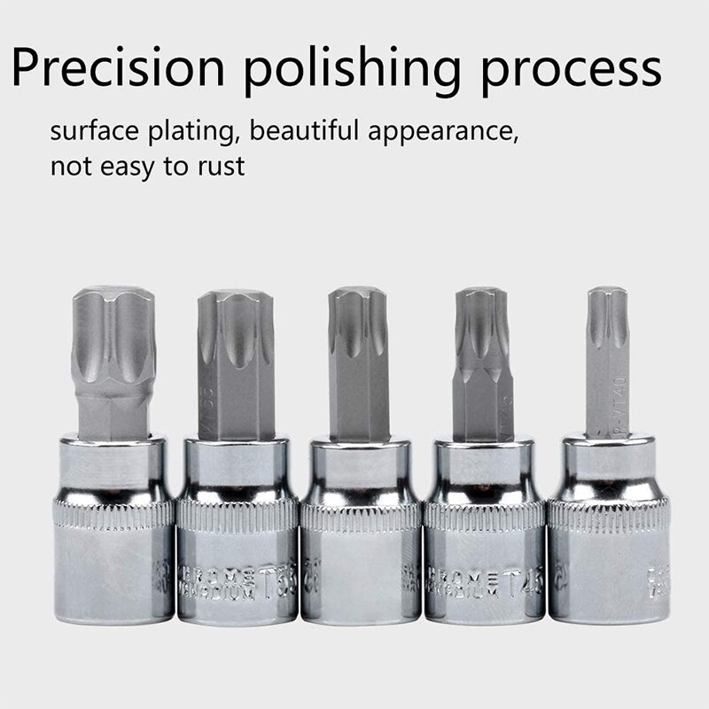 Socket Set,Hexagon Socket Bolt Set,Steel Bit Socket Tool Kit,13-Piece Torx Bit Socket Set T8-T70