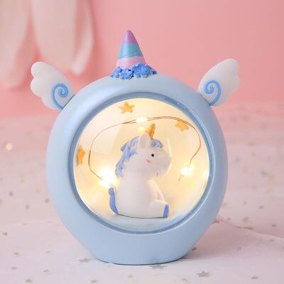 Unicorn baby sleep night light cute star Lamp girl heart bedroom romantic table lamp home decor luminous toys: Green