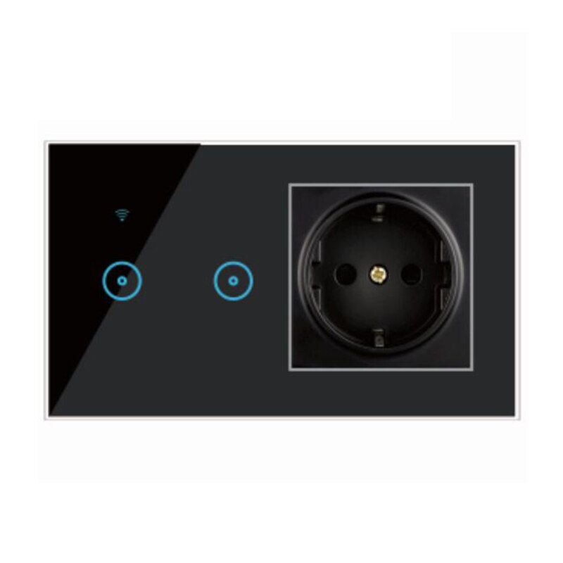 Tuya Multi-function Switch Socket Integrated Remote Control WiFi Smart Switch Socket EU1 2 3 Gang Support Alexa Google: 03