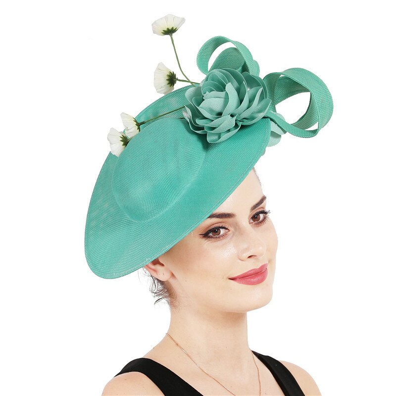 Exaggerated Big Hat British Hat Court Banquet Catwalk Headwear Hat Jade Green Fascinator Fedora Fascinators For Women