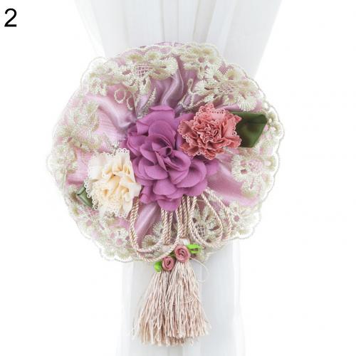 2 Stuks Bloemen Gordijn Tieback Elasticiteit Gordijn Bandjes Metalen Strass Gordijnen Houder Clips Bloem Vormige Gordijn Accessoires: 2