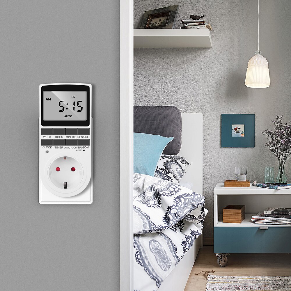 Programmable Plug-in Timer Switch EU Plug Socket Timer With Random and Summer Time Kitchen Timer Switch
