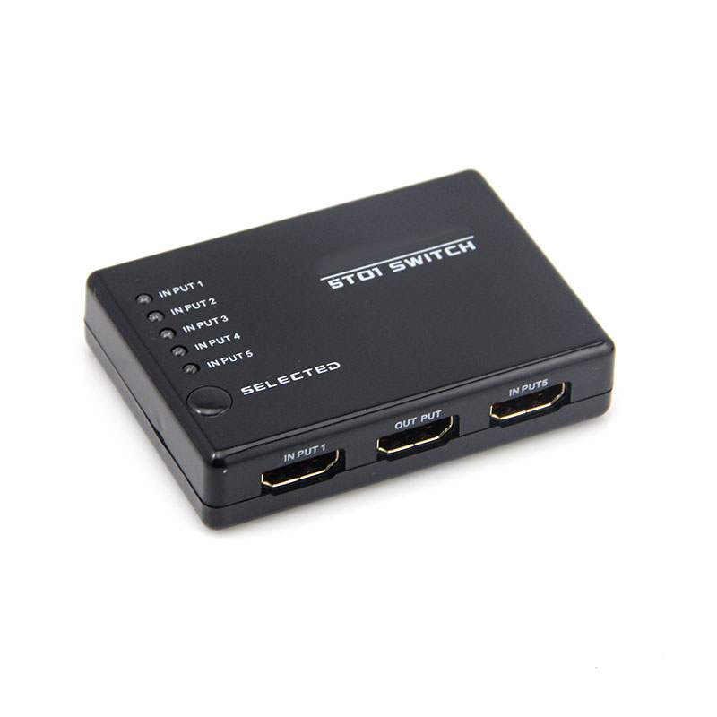 5 in 1 Out Splitter 5 Port 1080P HDMI-compatible Switch Switcher Selector with IR Remote KVW Switches