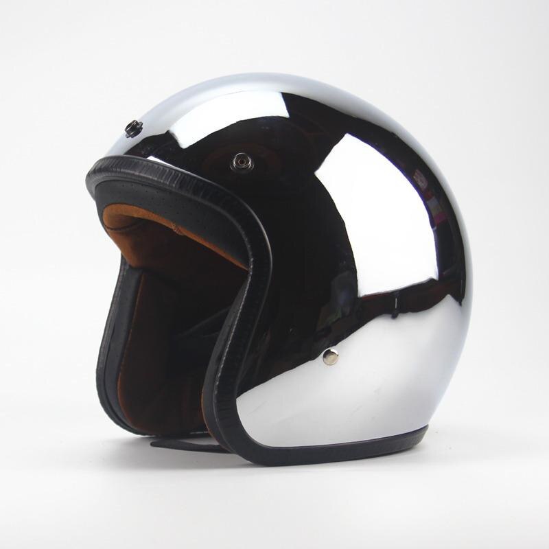 Open-face Helmets Mirror Silver Chrome Vespa Open Face Motorcycle Motorbike Helmet Retro Moto Helmets Dot,helmet Bubble M